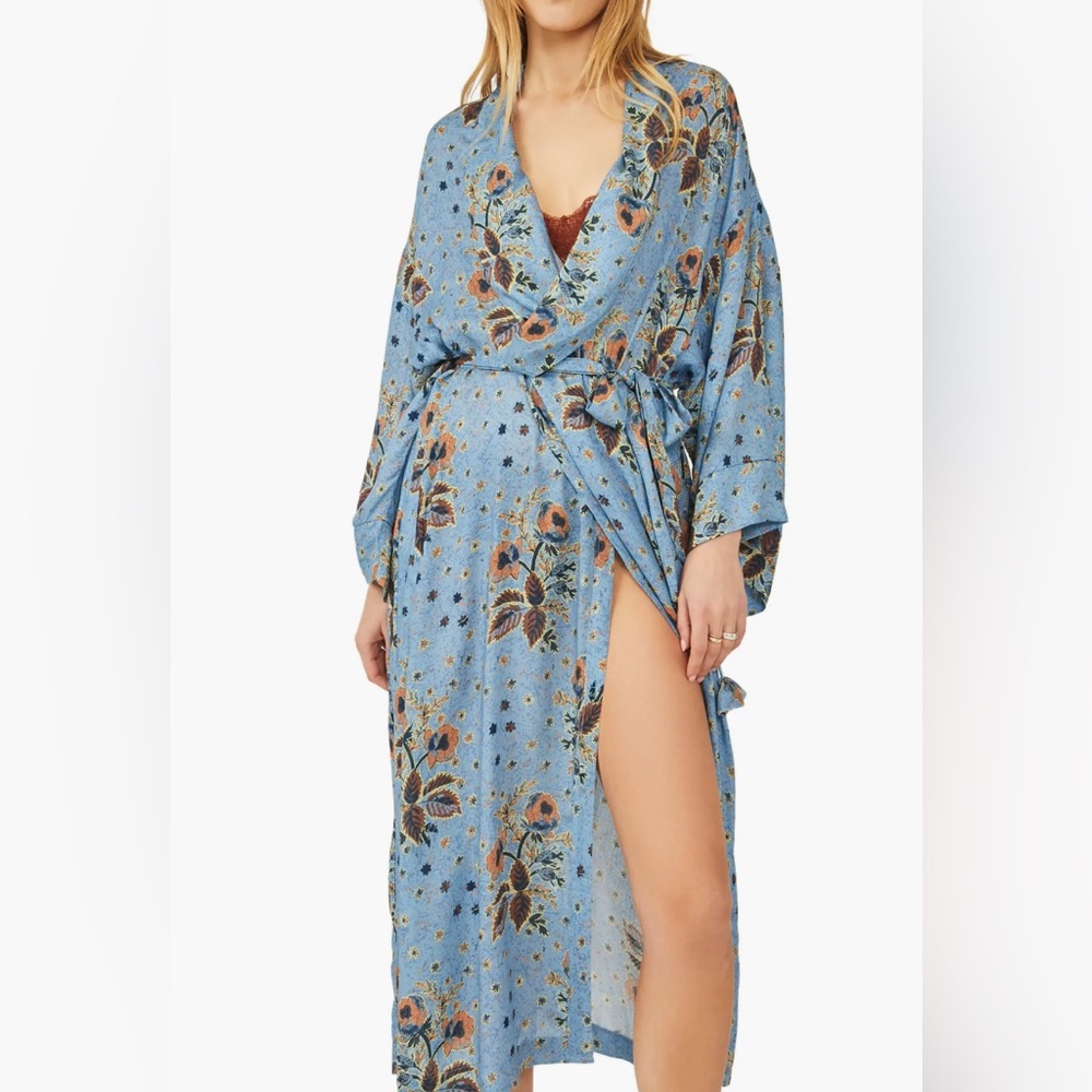 Free People Gigi Robe Blue XS Floral